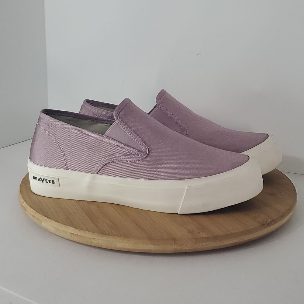 SeaVees Baja Slip on Platform Sneaker Iced Lavender Grossgrain Twill Women's 9.5